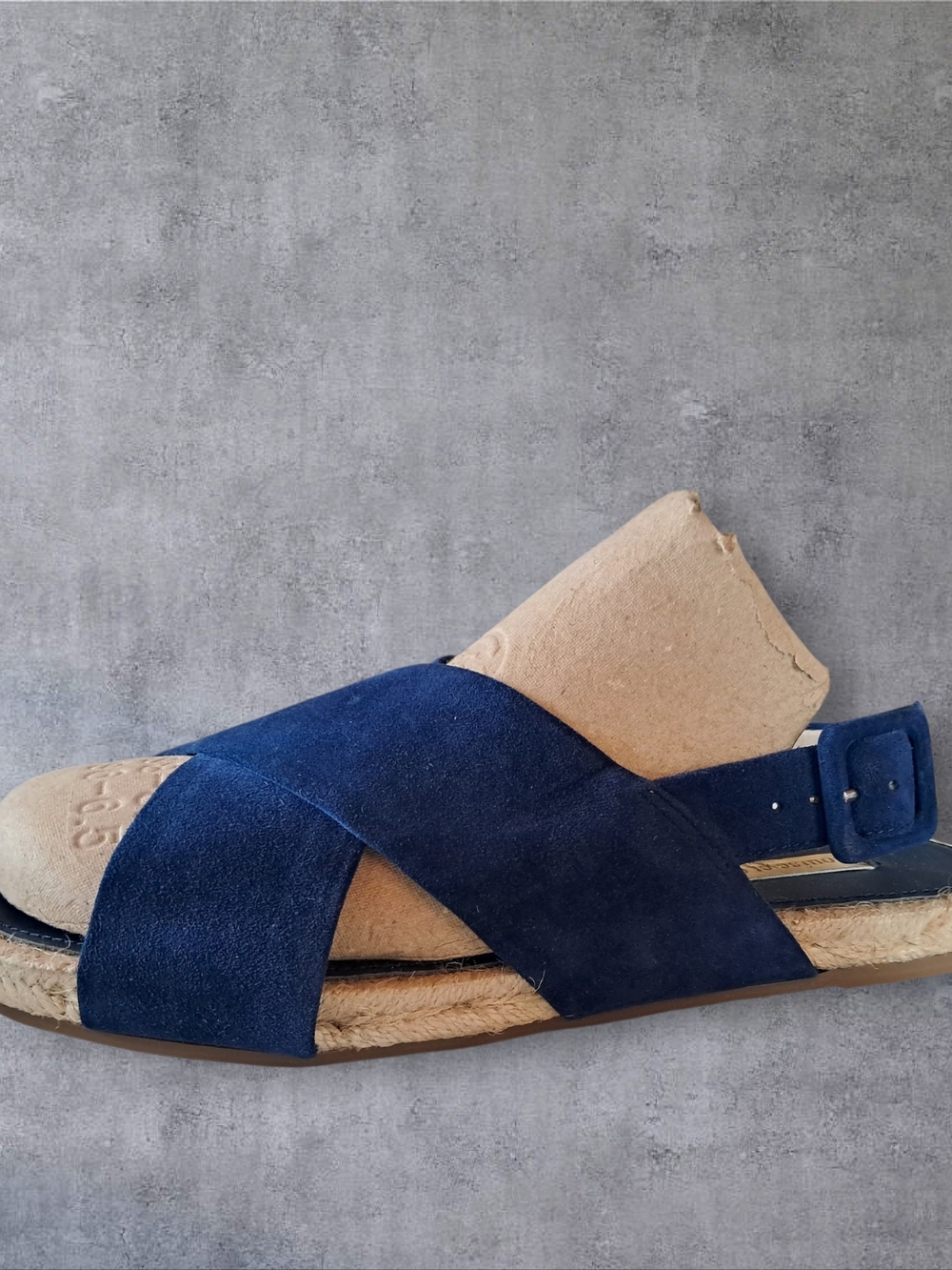 Louise et Cie Navy Suede Crisscross Slingback Sandals - Picture 3 of 4